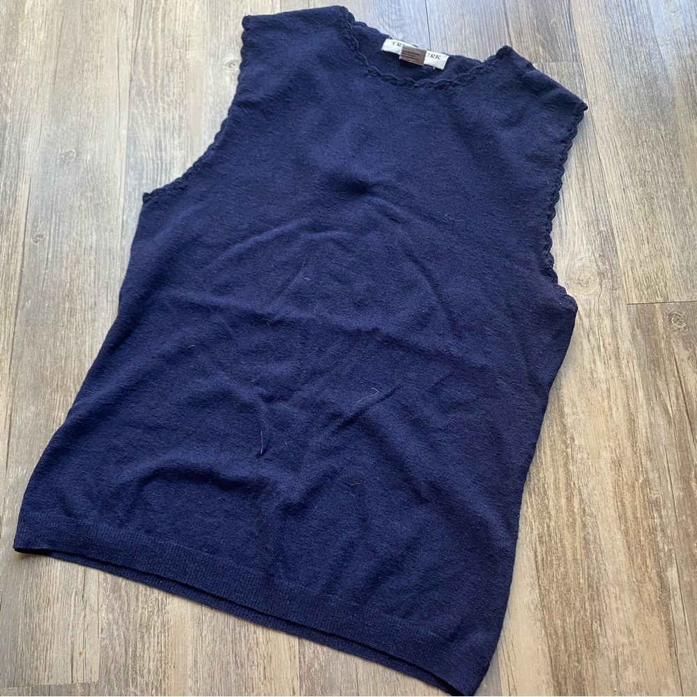 Navy Blue Trina Turk Scallop Hem Tank Top